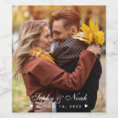 Modernes Couple Wedding Foto | Set mit Weinetikett (Einzelnes Label)