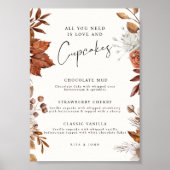 Modernes Cream Boho Cupcake Menü Hochzeitszeichen Poster (Vorne)