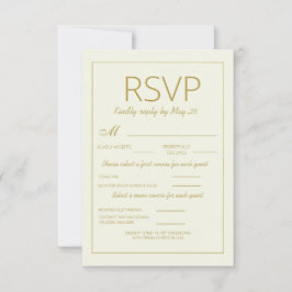 Modernes Cream Gold Hochzeit RSVP Vertical Meel
