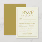 Modernes Cream Gold Hochzeit RSVP Vertical Meel Karte (Vorne/Hinten)
