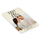 Modernes Cream Save the Date Hochzeitsstich-Foto Magnet (Rechte Seite)