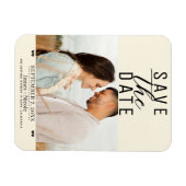 Modernes Cream Save the Date Hochzeitsstich-Foto Magnet (Horizontal)
