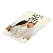 Modernes Cream Save the Date Hochzeitsstich-Foto Magnet (Linke Seite)