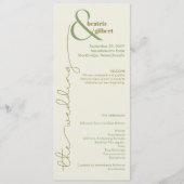 Modernes Cream- und Green Minimalistisch Wedding P (Vorderseite)