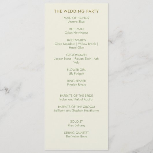 Modernes Cream- und Green Minimalistisch Wedding P (Rückseite)