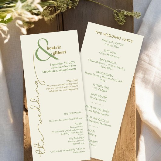 Modernes Cream- und Green Minimalistisch Wedding P