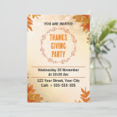 Modernes Creme Erntedank Party Einladung (Stehend Vorderseite)