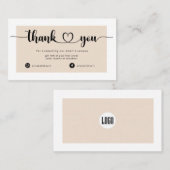 Modernes Creme-Geschäft Dankeschön Karte (Vorne/Hinten)
