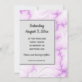 Modernes, cremefarbenes Fraktal (weiß und violett) Einladung (Rückseite)