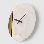 Modernes, cremig-neutrales Elfenbeingoldmarmormust Große Wanduhr (Winkel)