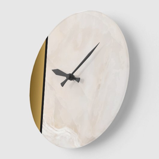 Modernes, cremig-neutrales Elfenbeingoldmarmormust Große Wanduhr (Winkel)