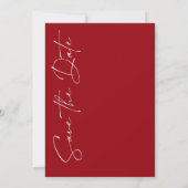 Modernes Crimson Red Script Typografy Foto Wedding Save The Date (Rückseite)