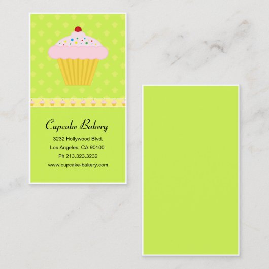Modernes Cupcake Bakery Muster Visitenkarte (Vorne/Hinten)