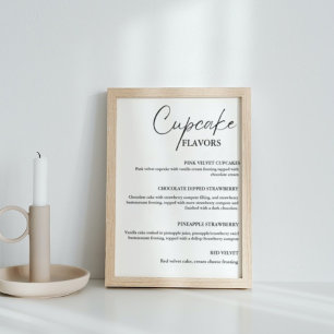 Modernes Cupcake Hochzeitsmenü Dessertschild Poster