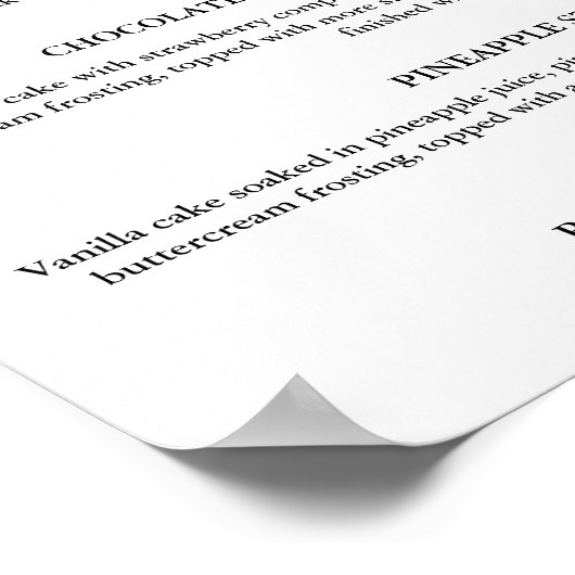 Modernes Cupcake Hochzeitsmenü Dessertschild Poster (Ecke)