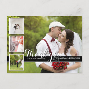 Modernes Cursive Wedding Foto Vielen Dank Postcard Postkarte