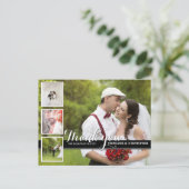 Modernes Cursive Wedding Foto Vielen Dank Postcard Postkarte (Stehend Vorderseite)