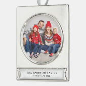 Modernes Custom Family Foto Weihnachten Banner-Ornament Silber (Links)