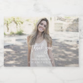 Modernes Custom Foto Brautparty Vielen Dank Schaumweinetikett (Einzelnes Label)