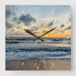 Modernes Cutom Foto Minze Simple Love Gift Square Quadratische Wanduhr