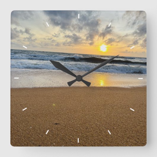 Modernes Cutom Foto Minze Simple Love Gift Square Quadratische Wanduhr (Vorderseite)