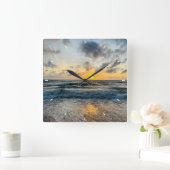 Modernes Cutom Foto Minze Simple Love Gift Square Quadratische Wanduhr (Zuhause)