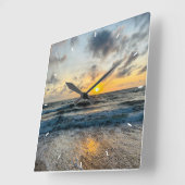 Modernes Cutom Foto Minze Simple Love Gift Square Quadratische Wanduhr (Winkel)