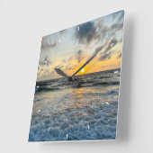 Modernes Cutom Foto Minze Simple Love Gift Square Quadratische Wanduhr (Winkel)