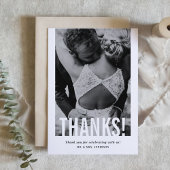 Modernes Cutout Overlay Vertikales Foto Hochzeit Dankeskarte