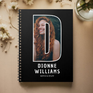 Modernes "D" Foto-Initial-Monogramm-Notizbuch Notizblock