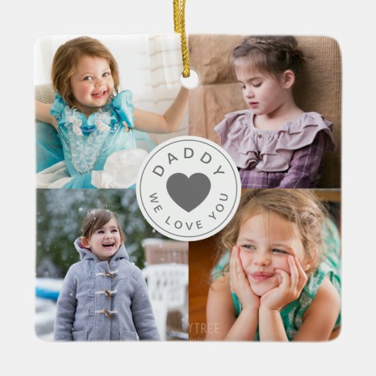 Modernes Daddy-FotoCollage Keramikornament (Vorderseite)