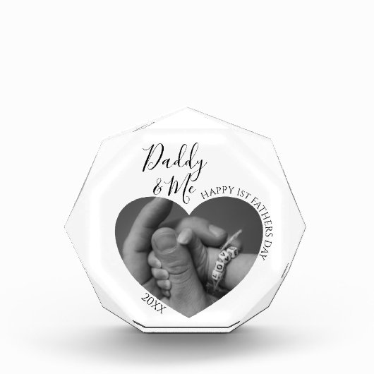 Modernes Daddy & Me | Herz-Foto Fotoblock (Vorderseite)