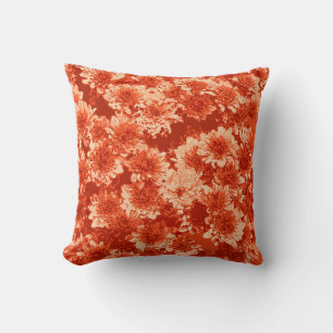 Modernes Dahlia-Muster, Mandarin Orange Kissen