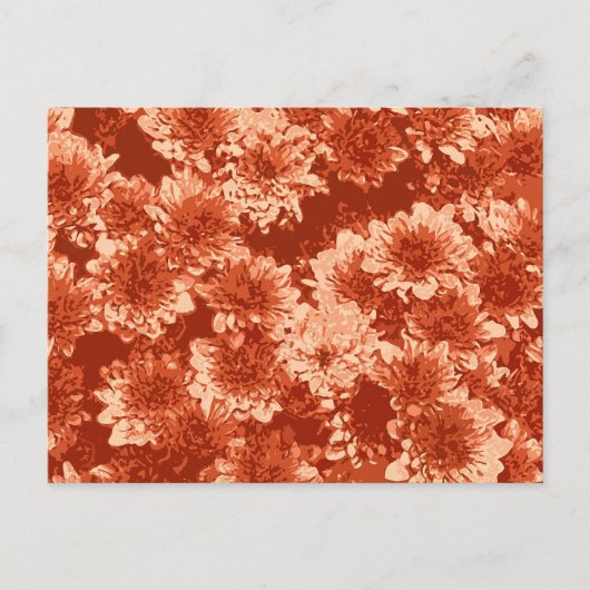 Modernes Dahlia-Muster, Mandarin Orange Postkarte (Vorderseite)