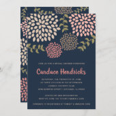 Modernes Dahlias-Brautparty Einladung (Vorne/Hinten)