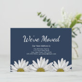 Modernes Daisies Navy Blue Floral Moving Ankündigung (Stehend Vorderseite)