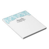 Modernes Damask Aqua Personalisiert Notizblock (angewinkelt)