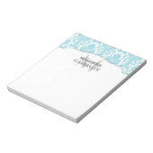 Modernes Damask Aqua Personalisiert Notizblock (Rotiert)