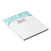 Modernes Damask Aqua Personalisiert Notizblock (angewinkelt)