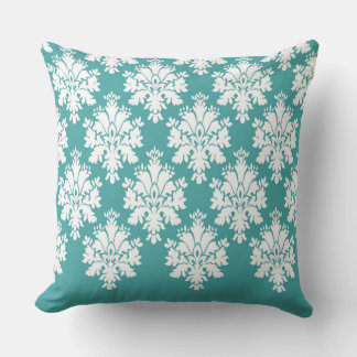 Modernes Damask Muster Pillow Aquamarin Blue 3 - C Kissen