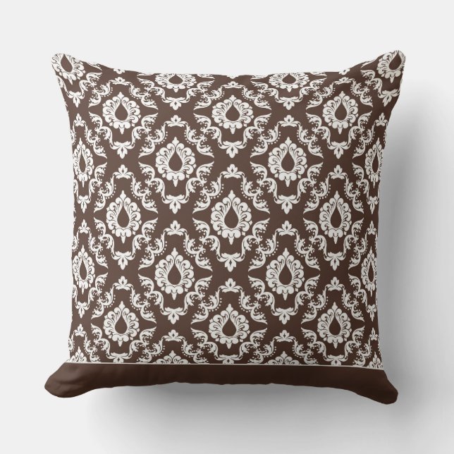 Modernes Damask Muster Pillow Brown 2 - CH9 Kissen (Vorderseite)