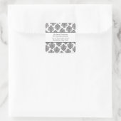 Modernes Damask Schwarz/Weiß-Adressenaufkleber Quadratischer Aufkleber (Tasche)