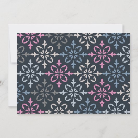Modernes Damaskus rosa und Personalisiert Mitteilungskarte (Rückseite)