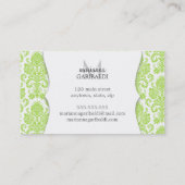 Modernes Damast-Grün personalisiert Visitenkarte (Rückseite)