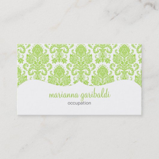 Modernes Damast-Grün personalisiert Visitenkarte (Vorderseite)