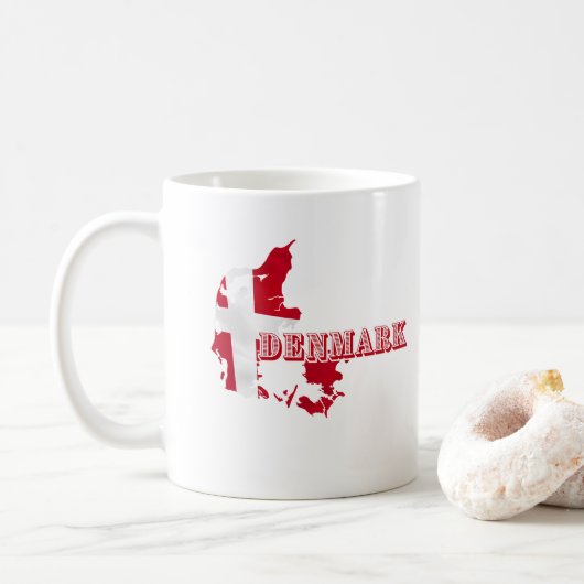 Modernes Dänemark Dänisches Letter MAP Flag Souven Kaffeetasse (Mit Donut)