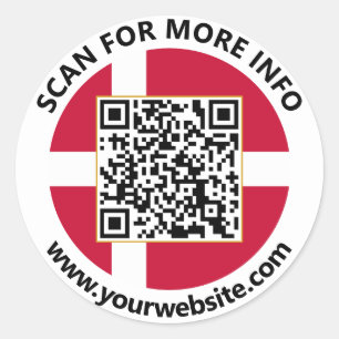 Modernes Dänemark QR-Code-Aufkleber, dänische Flag Runder Aufkleber