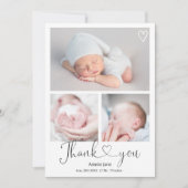 Modernes Dankeschön an das Drehherz 4 Fotos Geburt Ankündigung (Vorderseite)