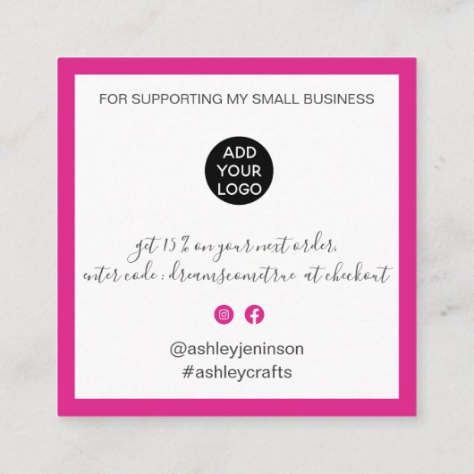 Modernes Dankeschön an die Skripterstellung minima Quadratische Visitenkarte (Rückseite)