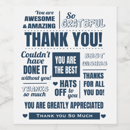 Modernes Dankeschön an Sie Weinetikett (Einzelnes Label)